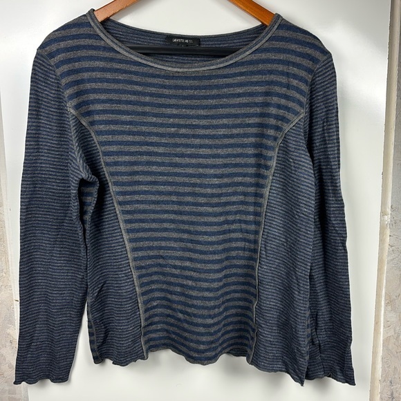 Lafayette 148 striped long sleeve shirt‎ sz L - Picture 1 of 5